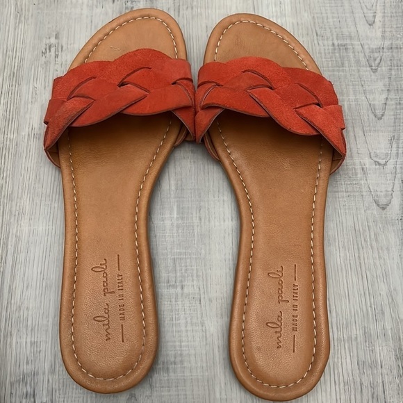 Mila Paoli Sandals Slip On Suede Braided Straps Orange Size 9 - Picture 2 of 5